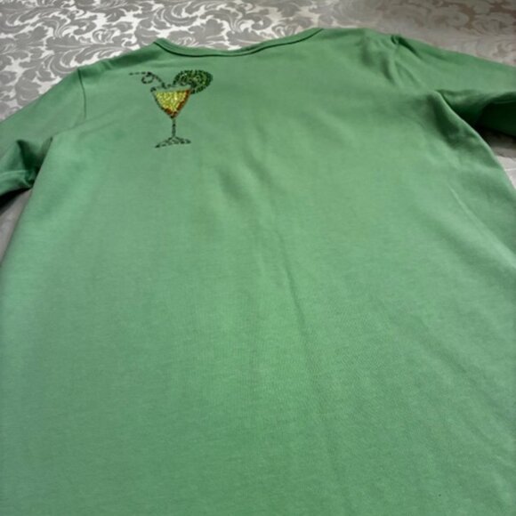 Quaker Factory Beaded/Sequin Cocktail Time Cotton Pull Over Tee - Size Small - Picture 7 of 9